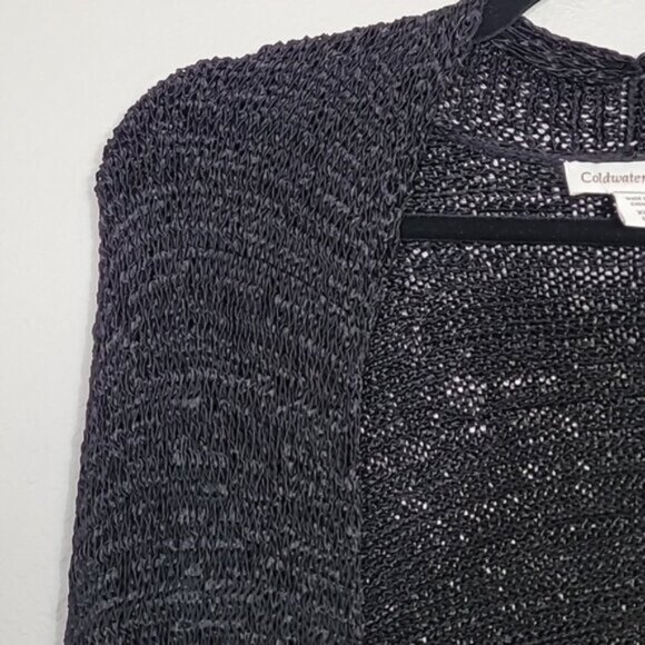 Y2K Coldwater Creek Open Knit Cardigan Bolero Size XL Black Goth Fairy Grunge - Picture 4 of 14